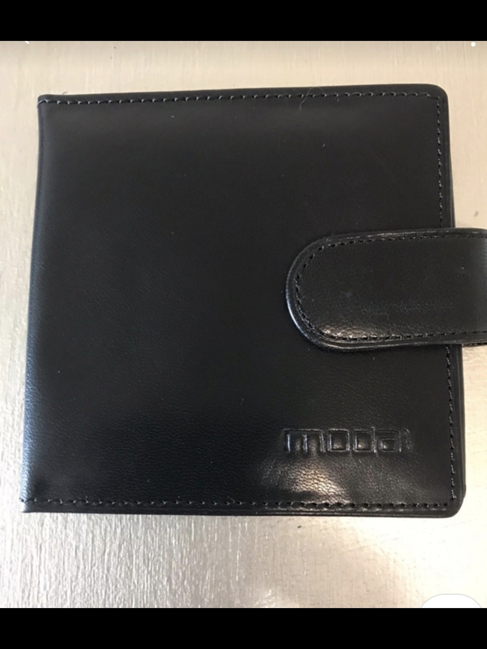 Moda Black Leather Card Holder Wallet with Snap Tab